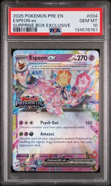 Espeon ex 034/131 Prismatic Evolutions Stamp PSA 10