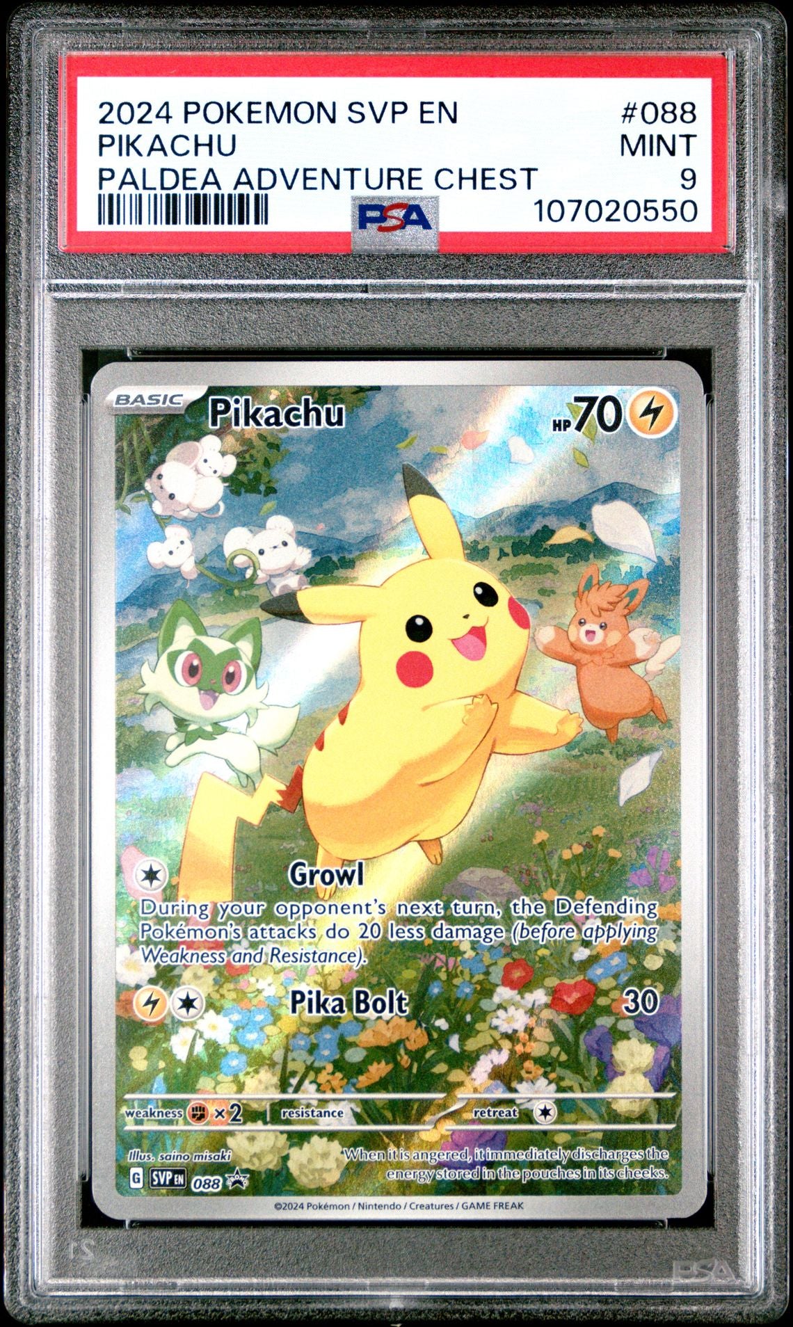Pikachu 088 Paldea Adventure Chest Full Art Promo PSA 9 #107020550