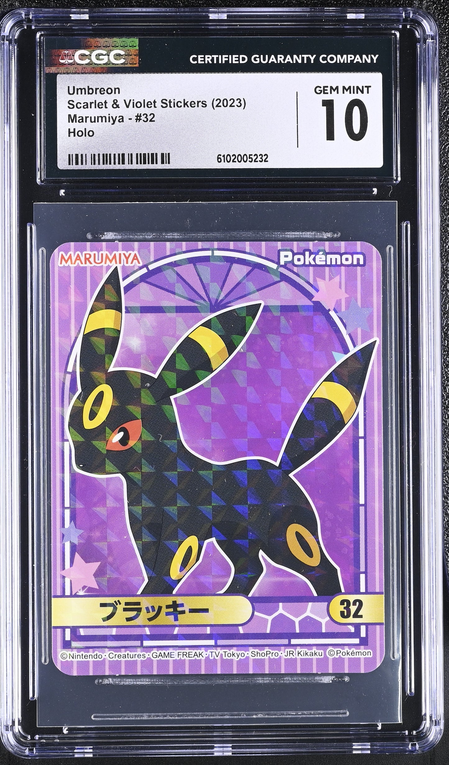 Umbreon Marumiya #32 Scarlet & Violet Stickers 2023 CGC 10