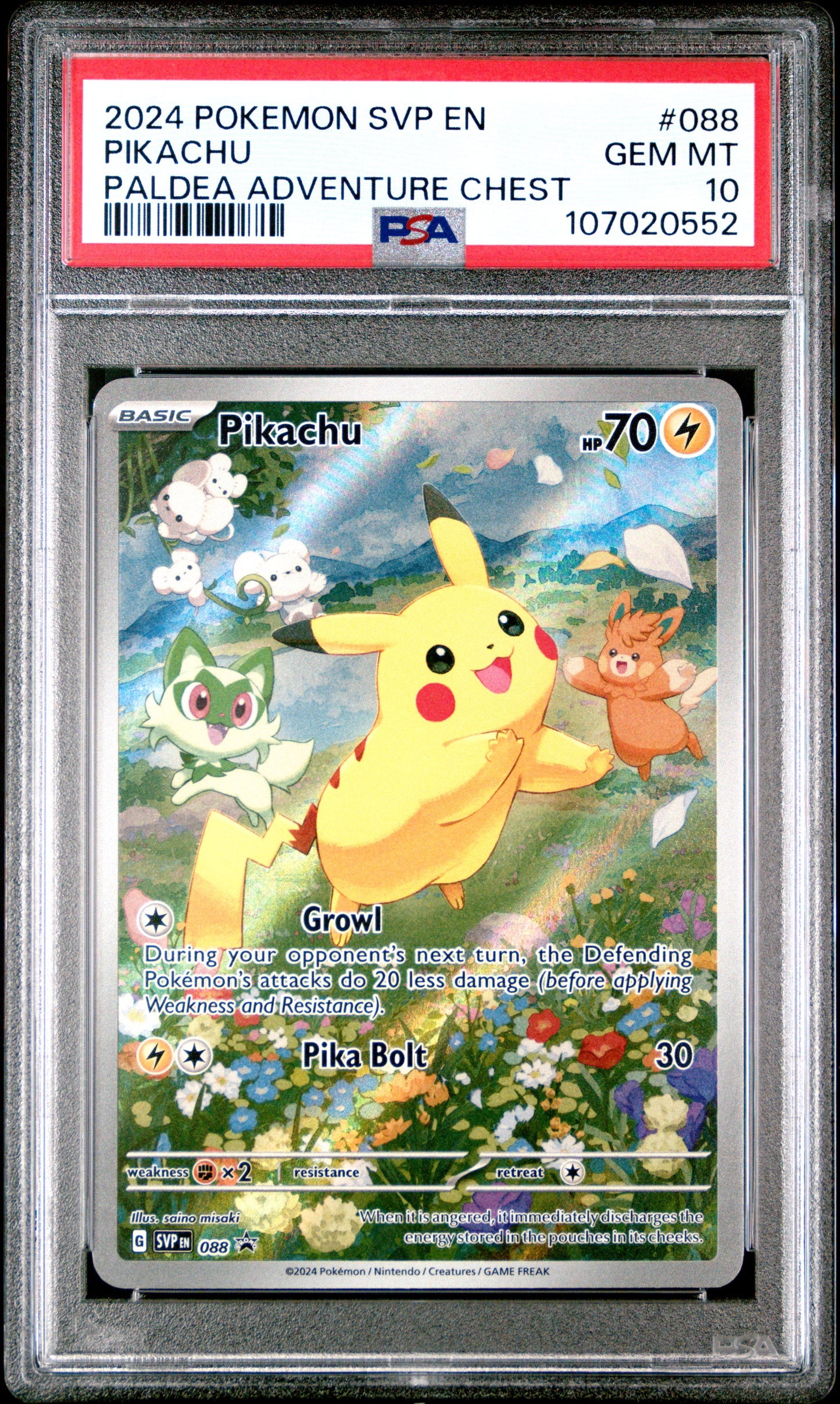 Pikachu 088 Paldea Adventure Chest Full Art Promo PSA 10 #107020552
