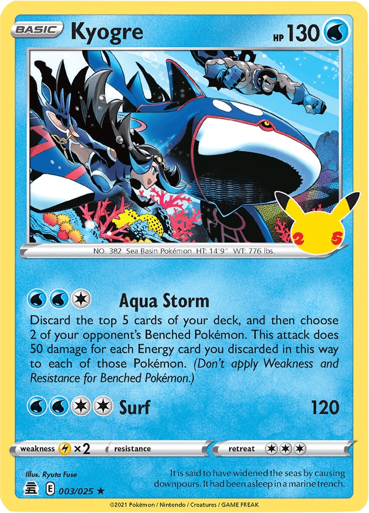 Kyogre 003/025 Celebrations - 25th Anniversary TCG Best Value Collectibles Kyogre 003/025 Celebrations - 25th Anniversary TCG Best Value Collectibles