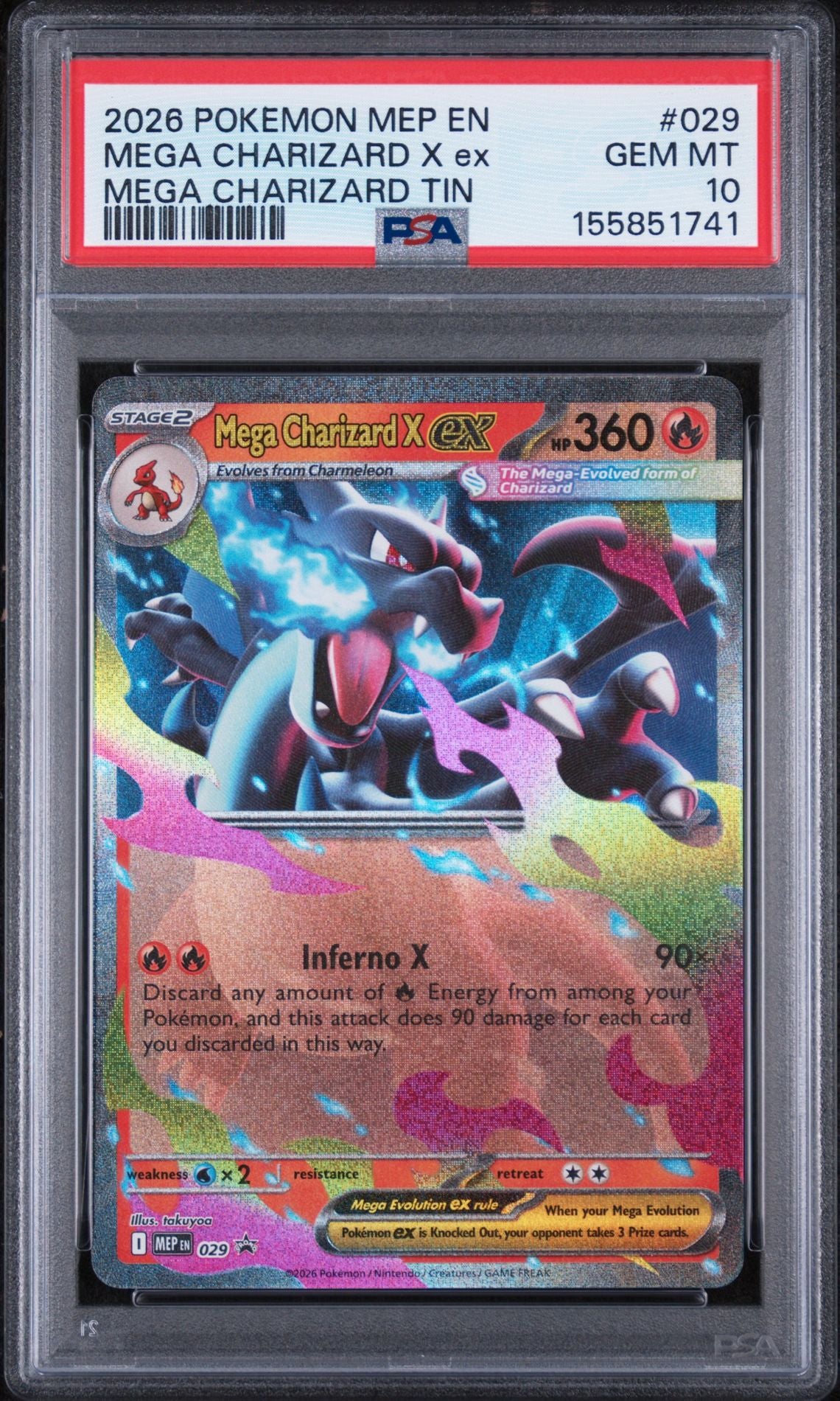 Mega Charizard X ex 029 Black Star Promo PSA 10