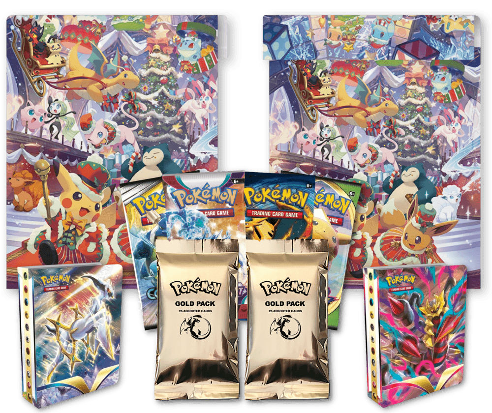 Pokémon Gold Pack Christmas Bundle with Exclusive Packaging - TCG Best Value Collectibles