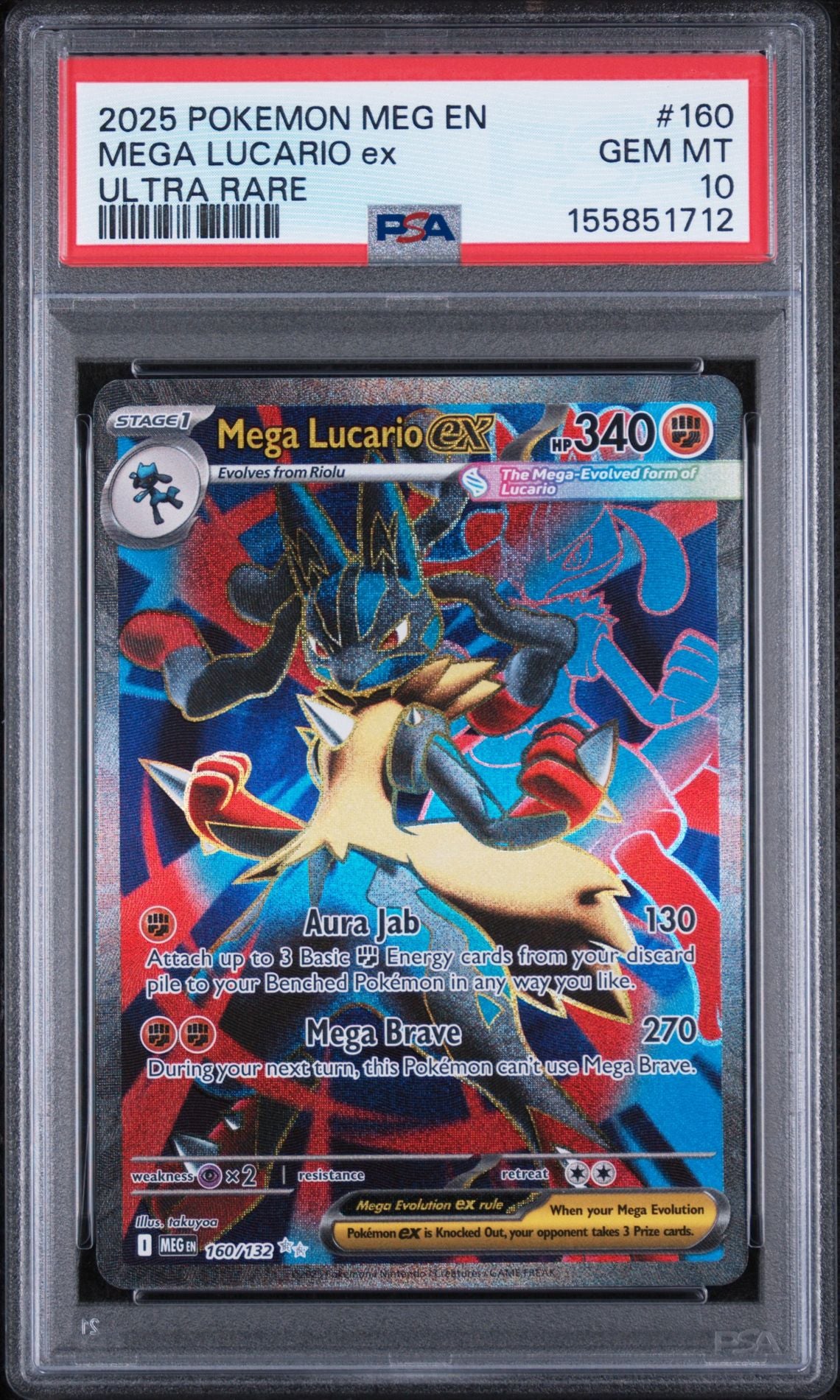 Mega Lucario ex 160/132 Mega Evolution PSA 10