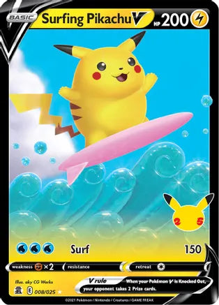 Surfing Pikachu V 008/025 Celebrations - 25th Anniversary