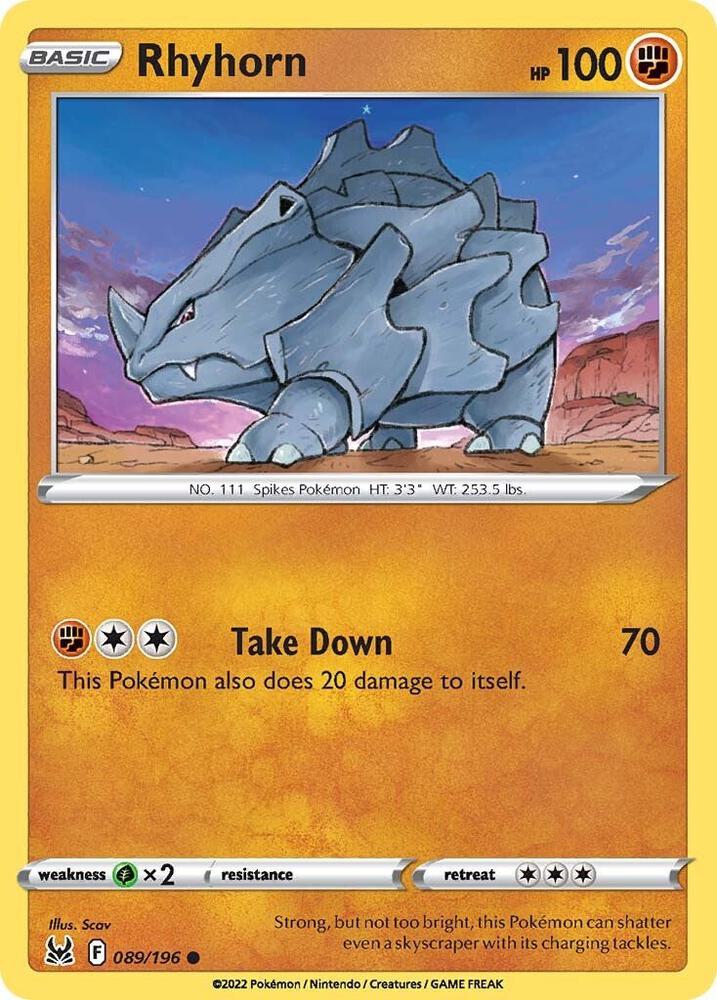 Rhyhorn 089/196 Sword & Shield - Lost Origin