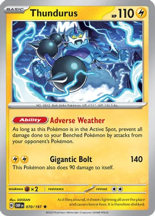 Thundurus 070/197 Scarlet & Violet: Obsidian Flames