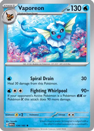 Vaporeon 134/165 Scarlet & Violet 151