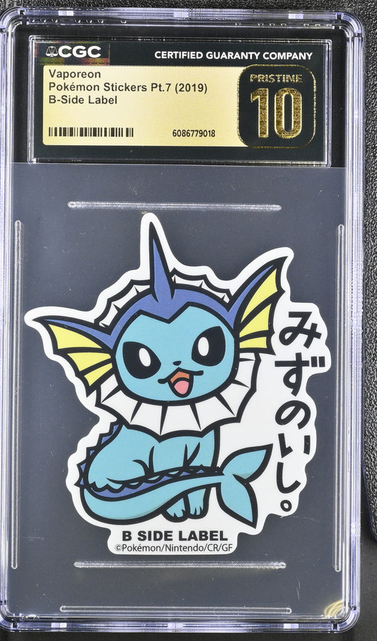 Vaporeon Pokémon Stickers Pt.1 B-Side Label CGC PRISTINE 10