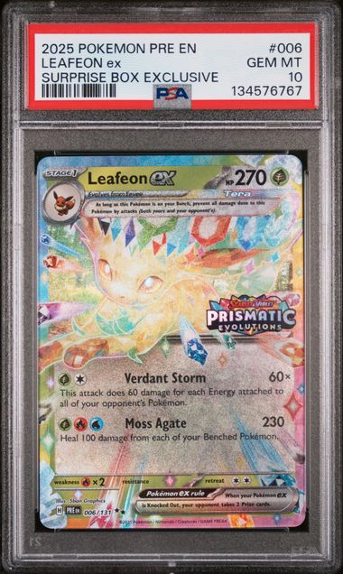 Leafeon ex 006/131 Prismatic Evolutions Stamp PSA 10