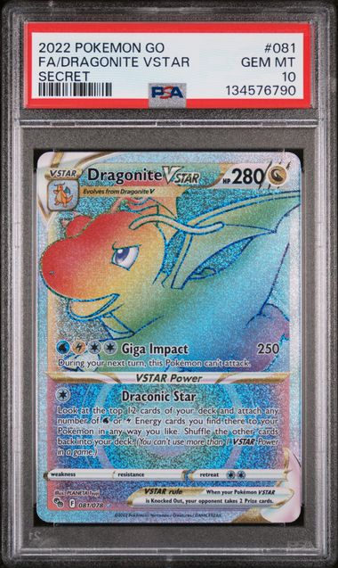 Dragonite VSTAR 081/078 Pokémon GO PSA 10