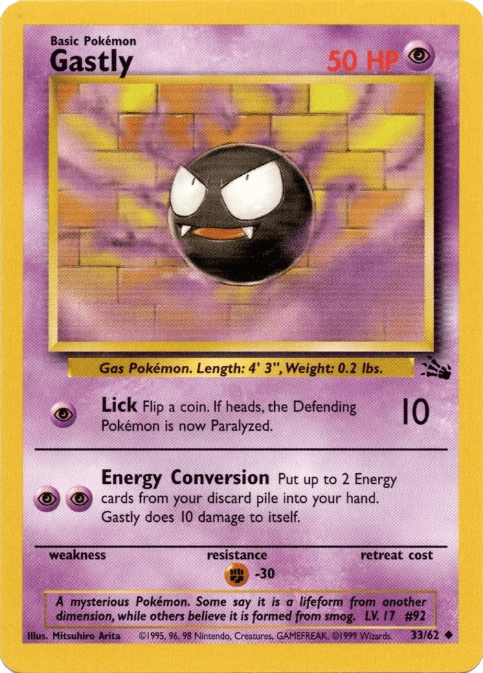 Gastly 33/62 Fossil Unlimited - TCG Best Value Collectibles
