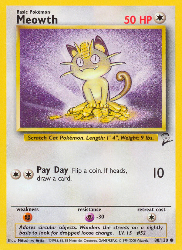 Meowth 80/130 Base Set 2 - TCG Best Value Collectibles