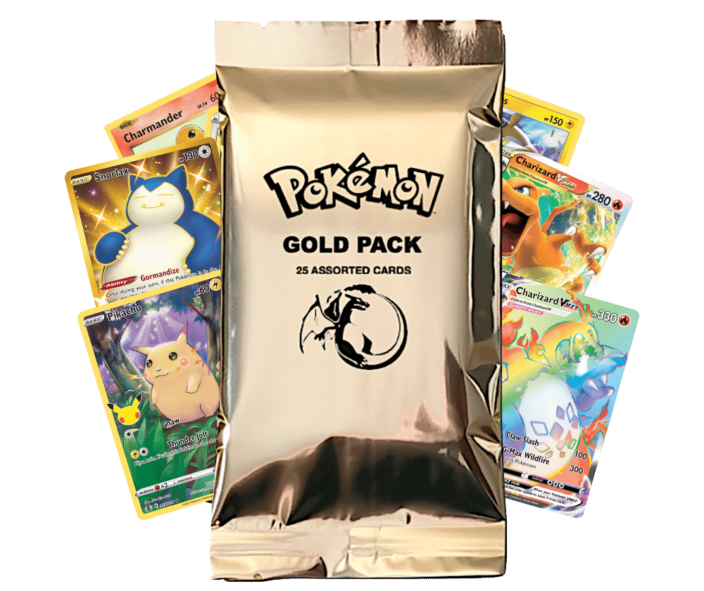 Type Pack Price Pokémon Gold Pack 25 Official TCG Cards Including GX, EX, VMAX, VSTAR ...