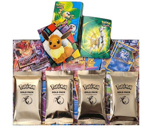 Pokemon Pack de 10 Cartes Pokémon Gold noire: GX .ball cadeaux à