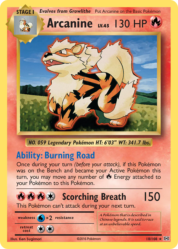 Arcanine 18/108 XY Evolutions